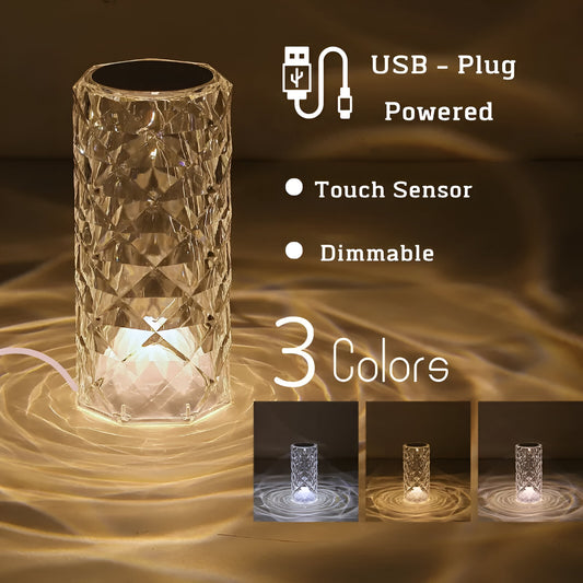 Crystal Diamond Rose Lamp Night Light - 16 Colors Touch/Remote
