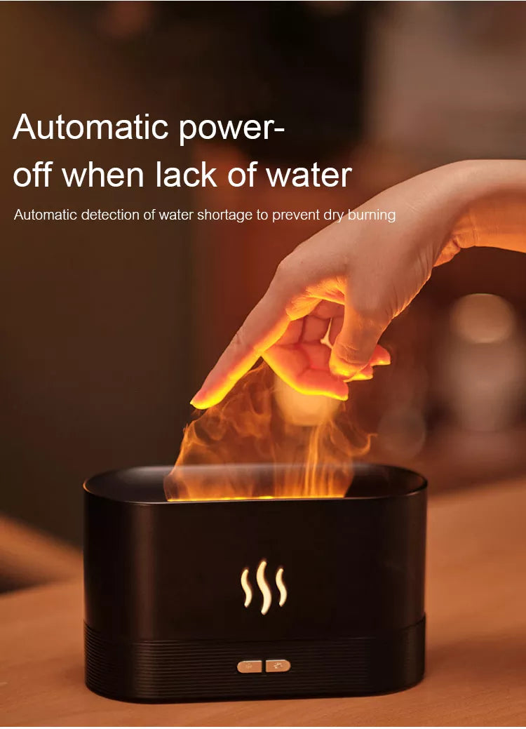 Kinscoter Ultrasonic Aroma Diffuser - LED Flame Black Lamp