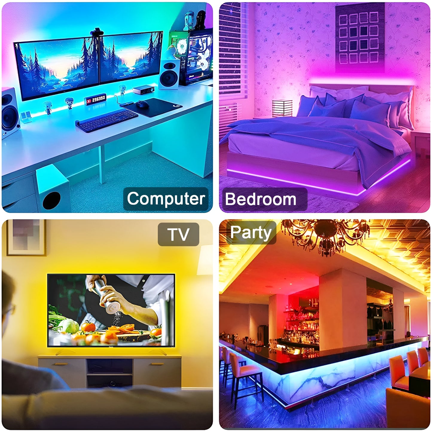 Smart Wireless LED Strip Light - USB Powered, Bluetooth Control