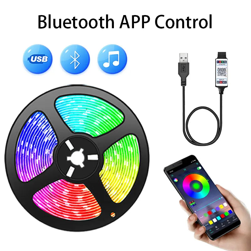 Smart Wireless LED Strip Light - USB Powered, Bluetooth Control