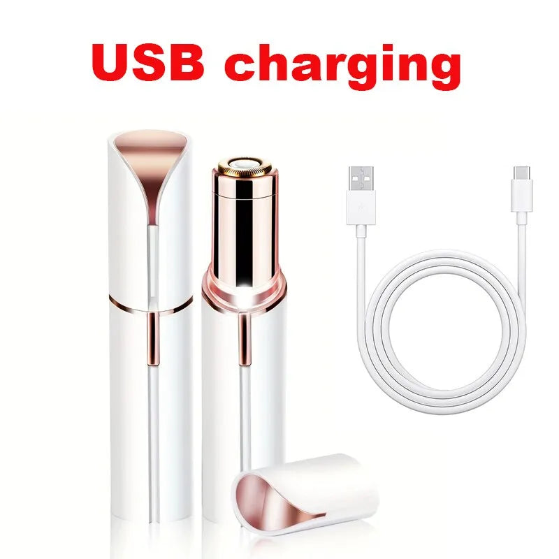 Portable White Lipstick Shaped Electric Hair Remover