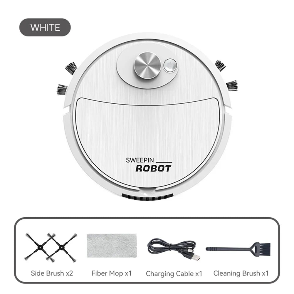 Intelligent 3-in-1 Robotic White Vacuum Cleaner