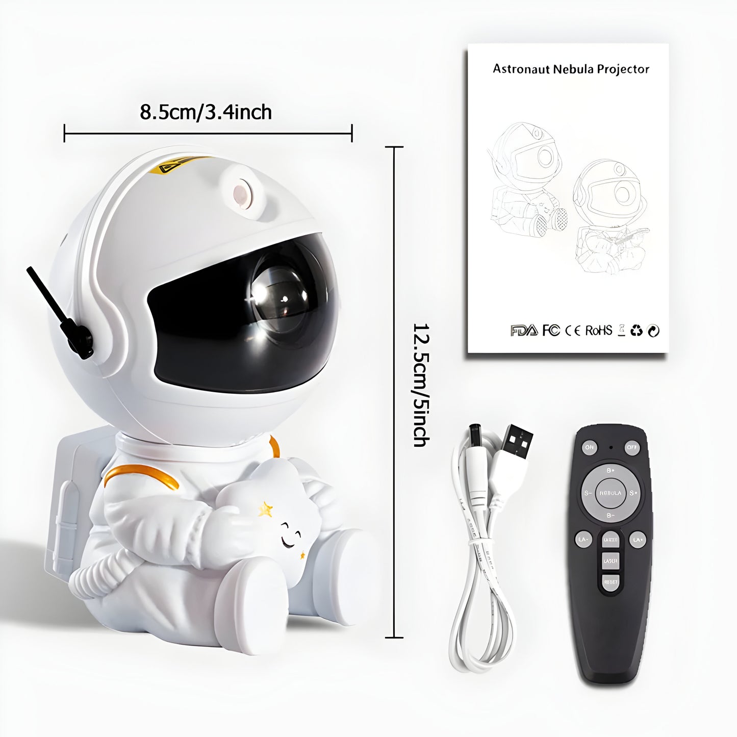 Sweet Playful Starry Astronaut Space Night Light Projector