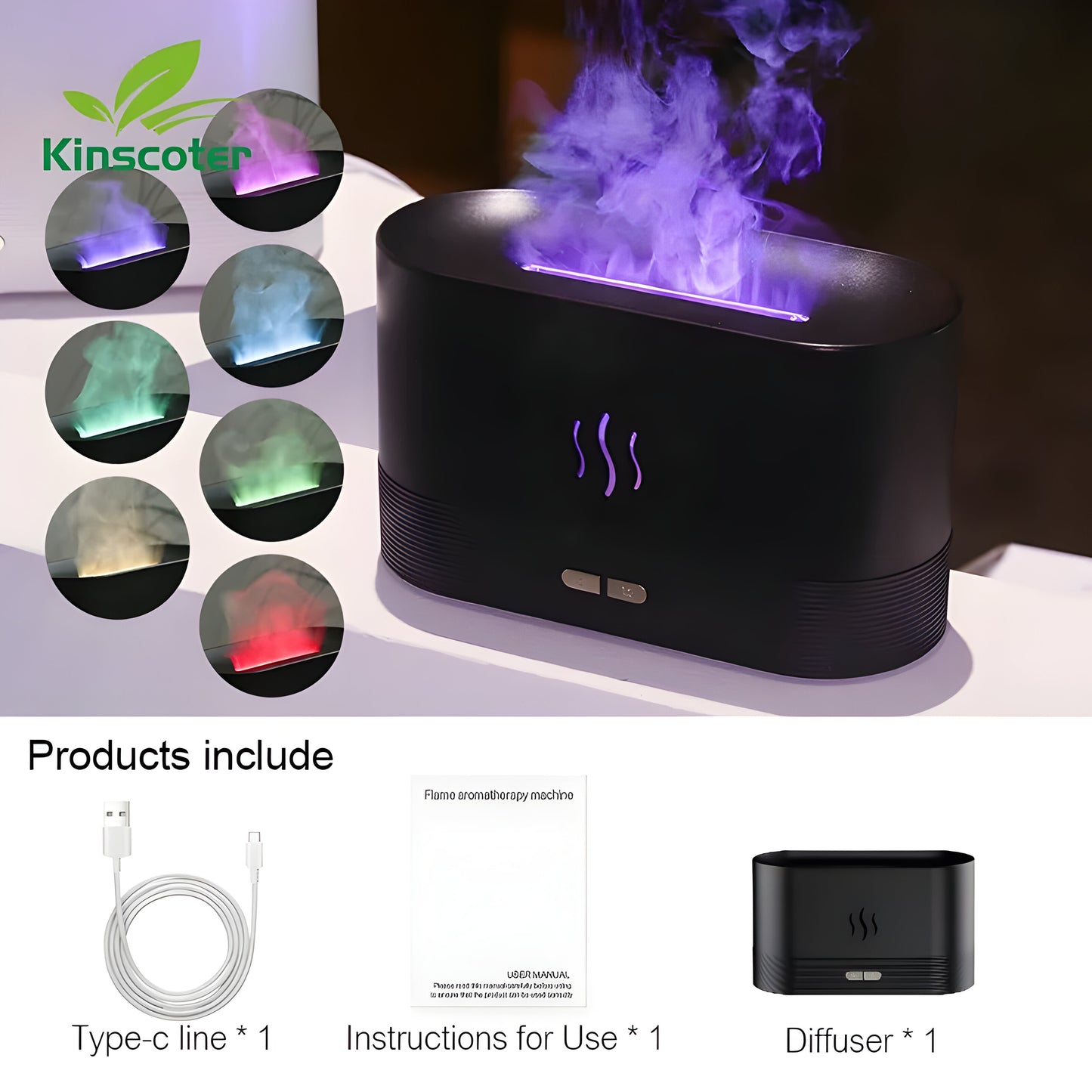 Ultrasonic Aroma Diffuser - LED Flame Lamp