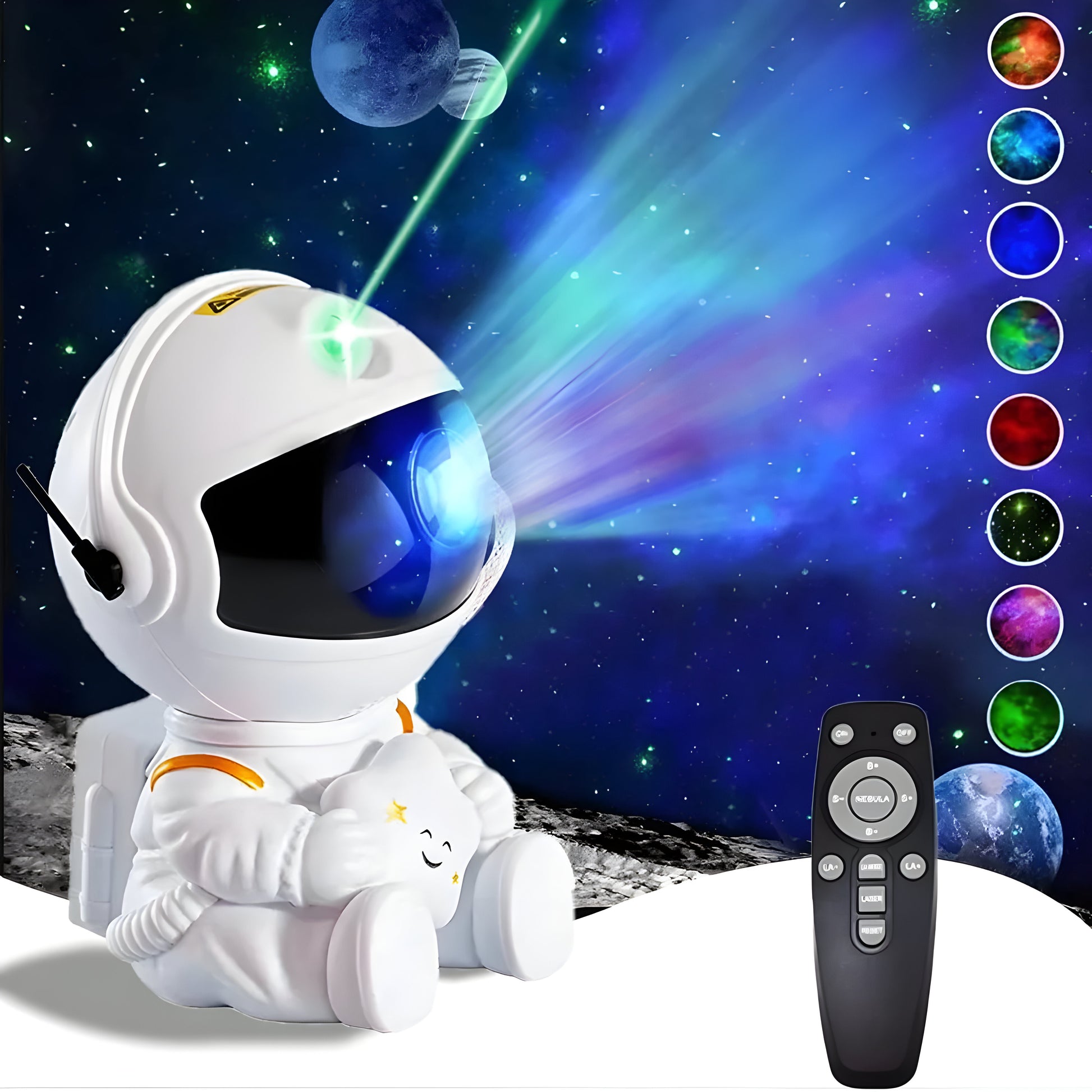 Sweet Playful Starry Astronaut Space Night Light Projector