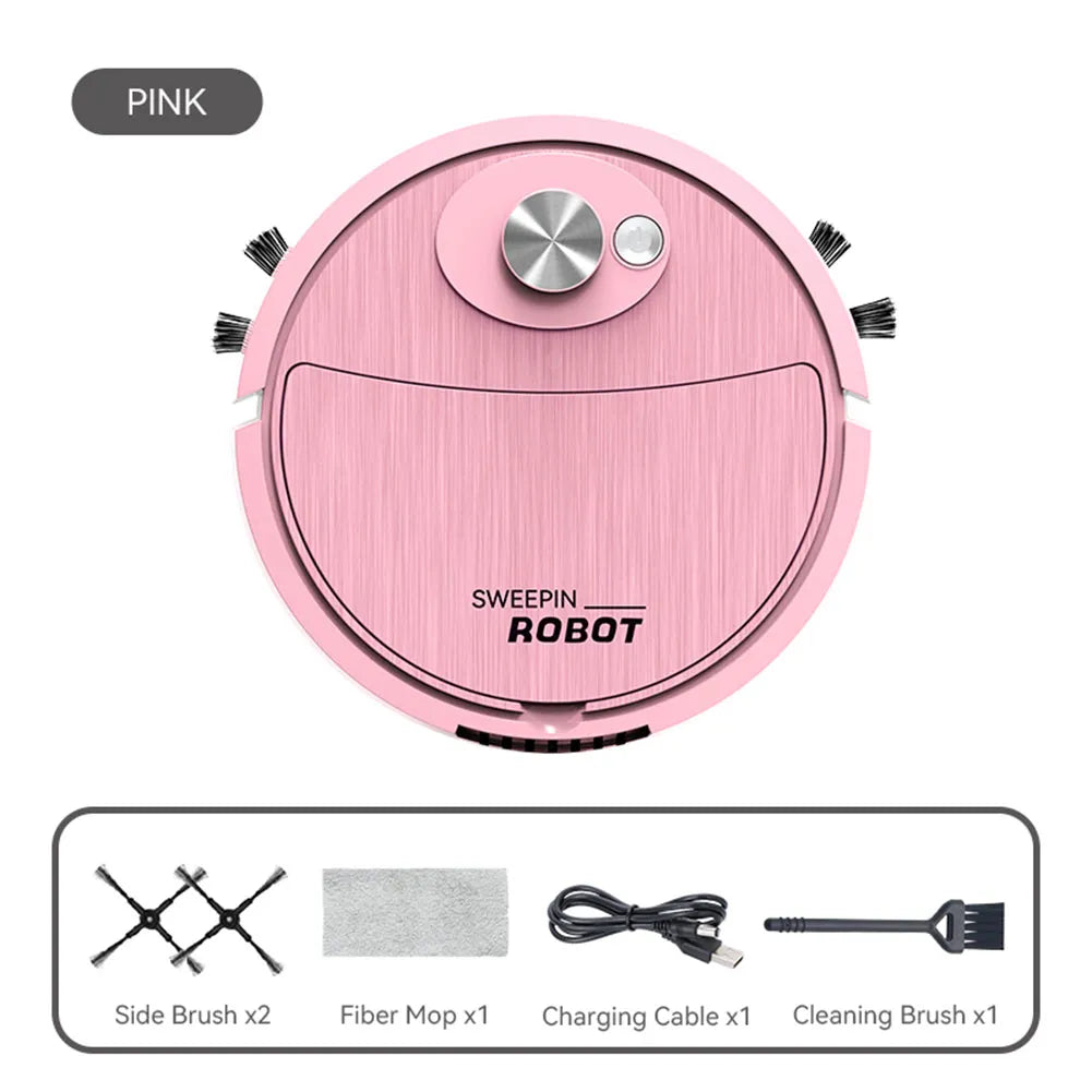 Intelligent 3-in-1 Robotic Pink Vacuum Cleaner