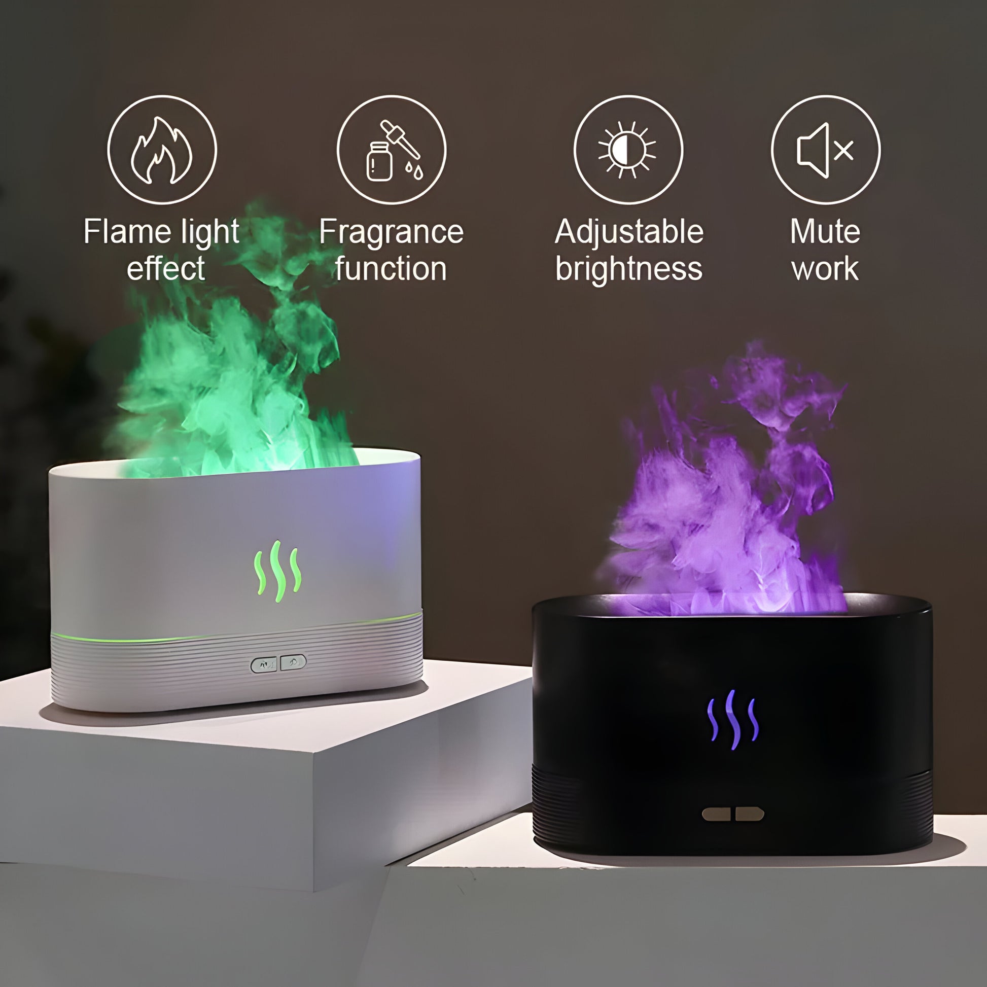 Ultrasonic Aroma Diffuser - LED Flame Lamp