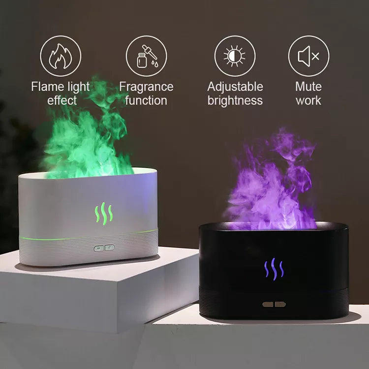 Kinscoter Ultrasonic Aroma Diffuser - LED Flame Lamp