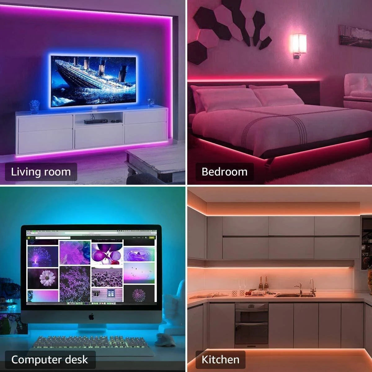 Smart Wireless LED Strip Light - USB Powered, Bluetooth Control