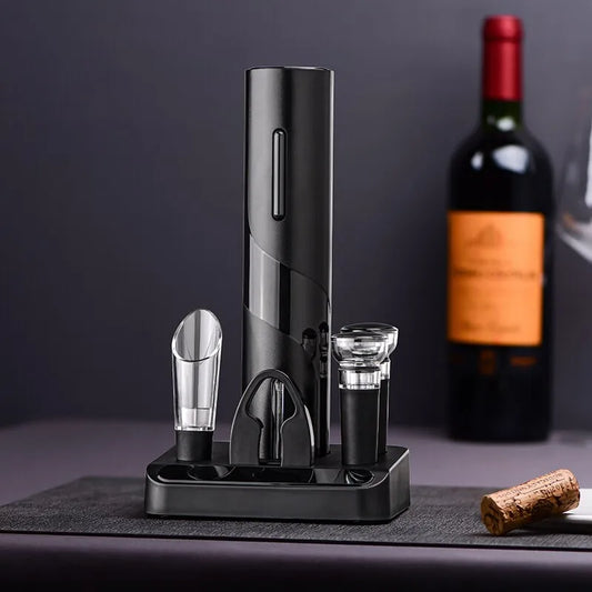 Black Electric Wine Opener Set - USB Charging