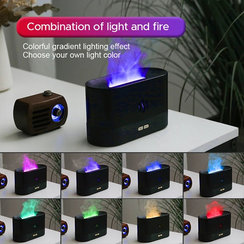 Kinscoter Ultrasonic Aroma Diffuser - LED Flame Lamp