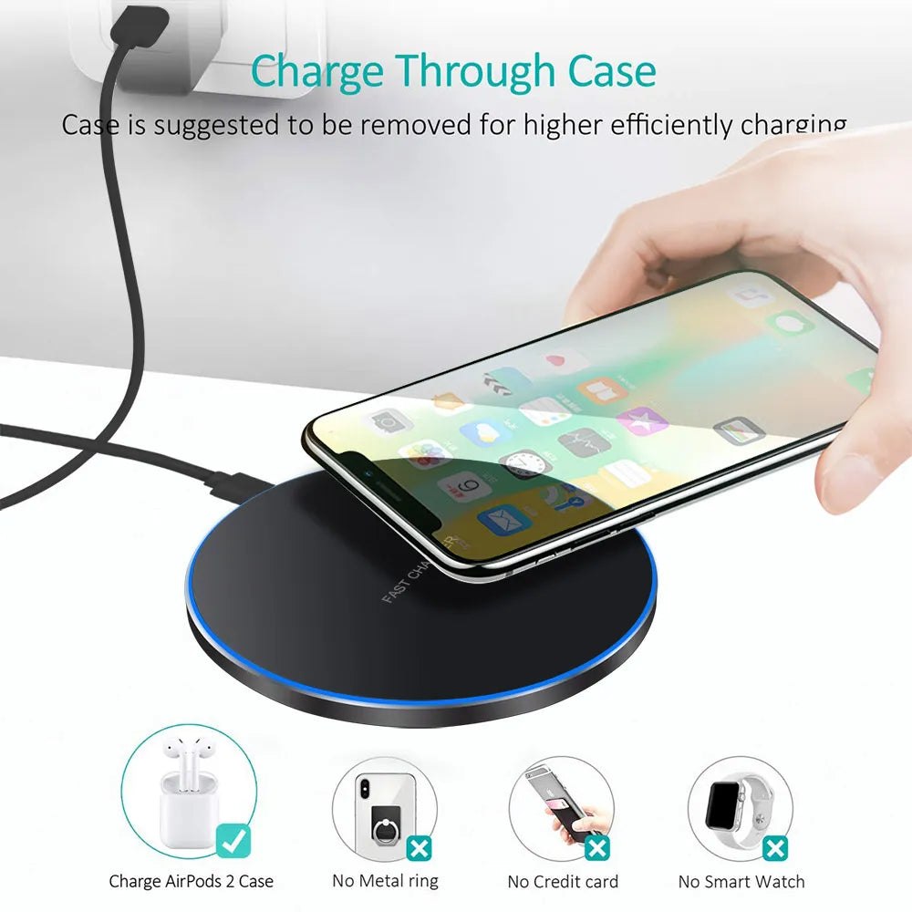 100W Fast Wireless Charger Charging Black Pad: iPhone, Samsung, Huawei