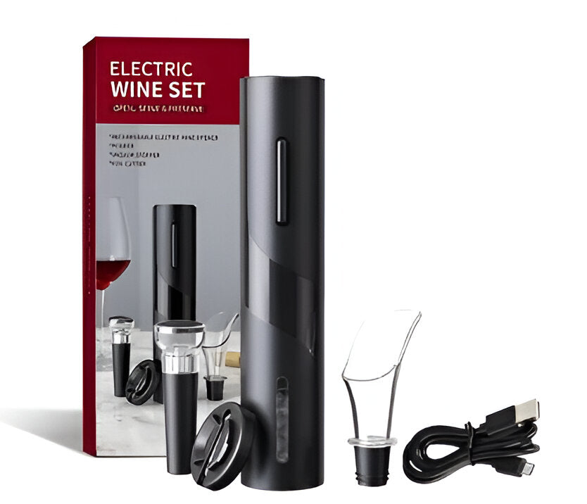 Black Electric Wine Opener Set - USB Charging