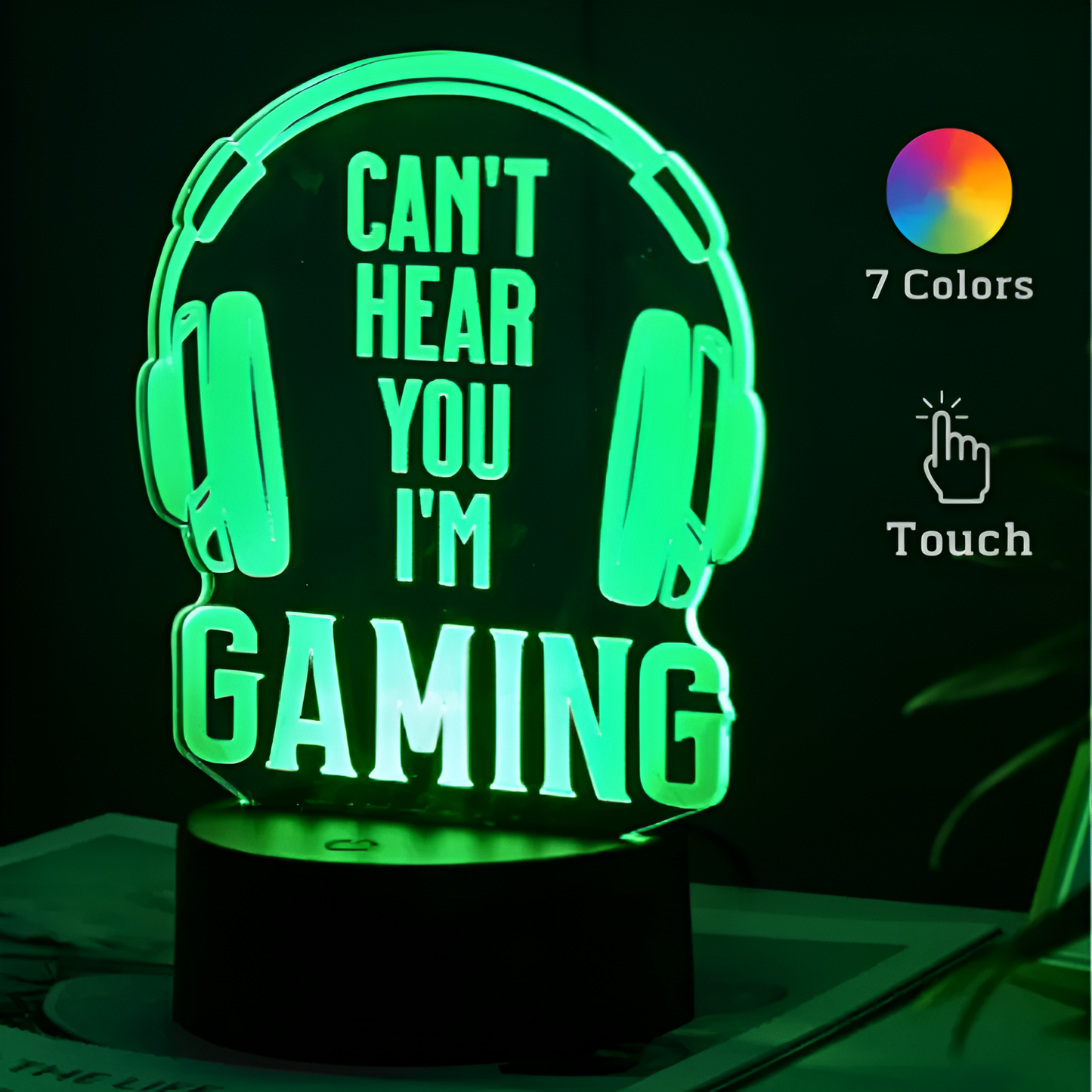 USB Touch 7-Color 3D Night Can't Hear You I'M Gaming Light