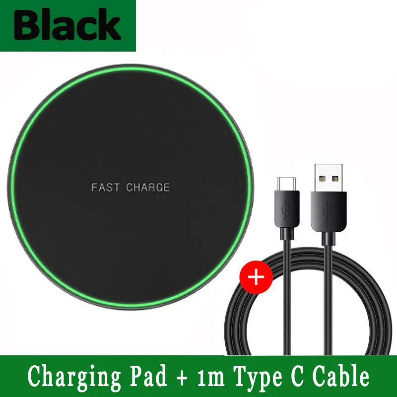 100W Fast Wireless Charger Charging Black Color Pad: iPhone, Samsung, Huawei