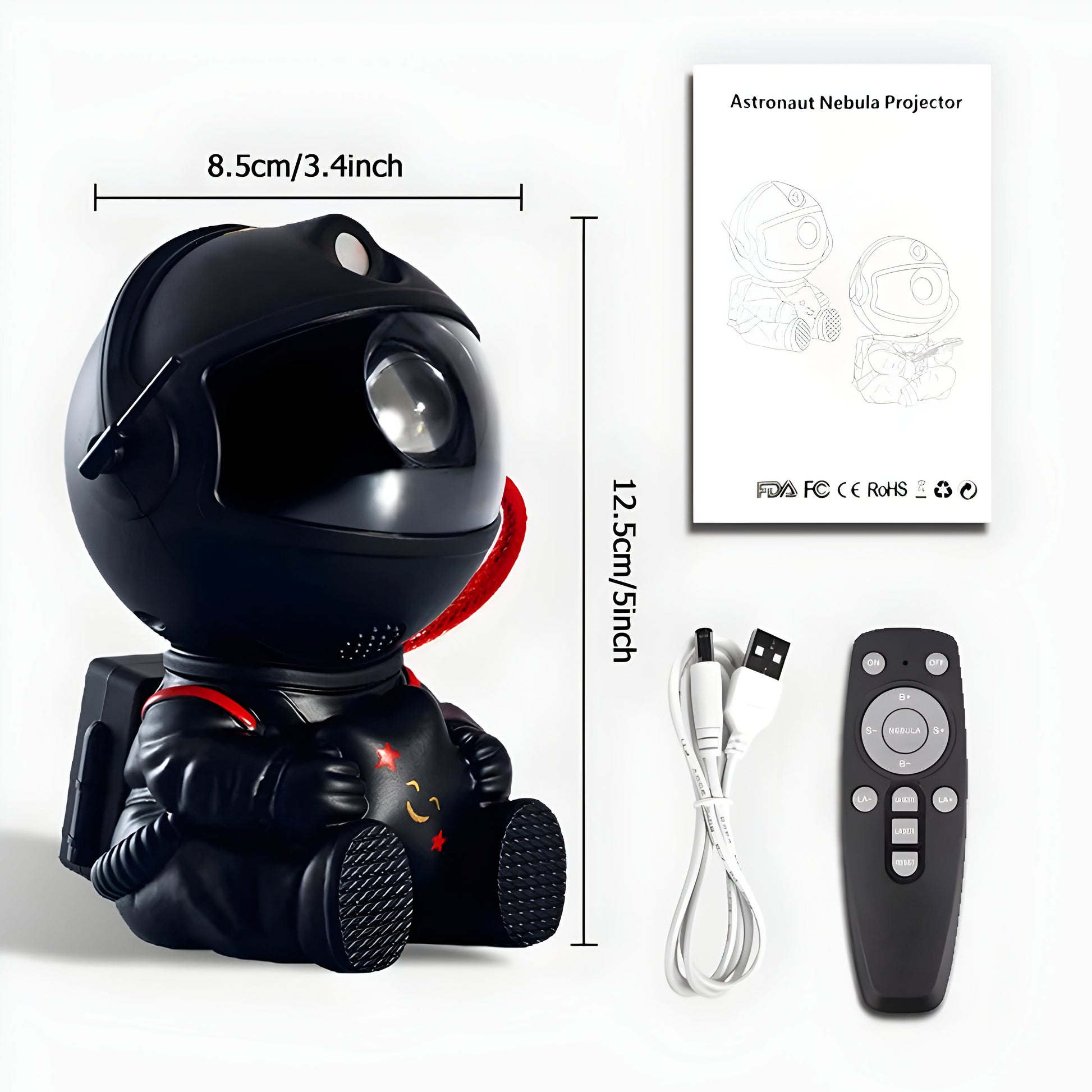 Sweet Playful Starry Astronaut Space Night Light Projector