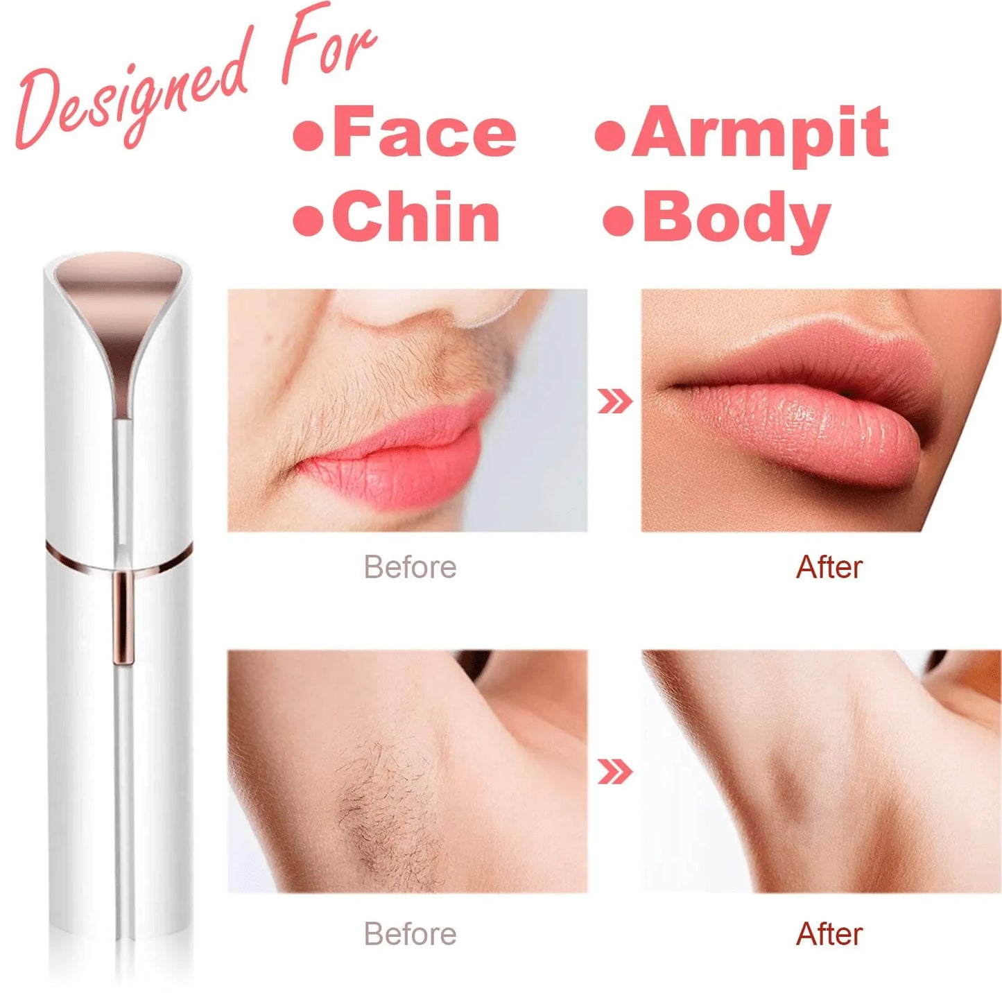 Portable White Lipstick Shaped Electric Hair Remover