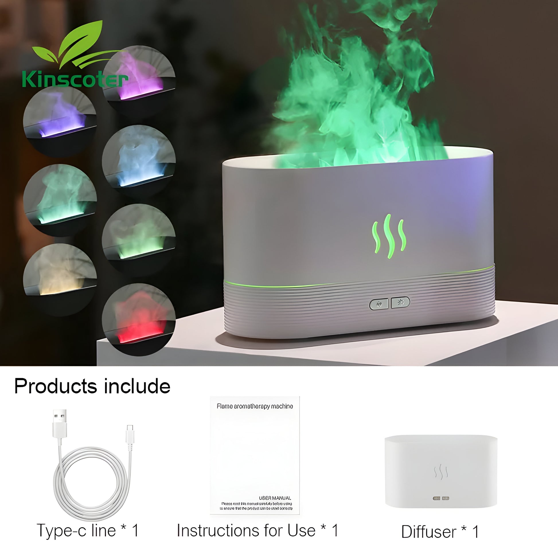 Ultrasonic Aroma Diffuser - LED Flame Lamp