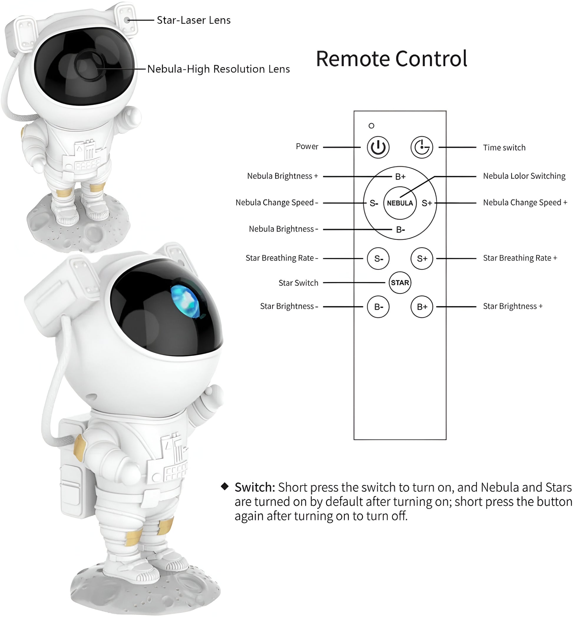 Astronaut Star Night Light Lamp Projector