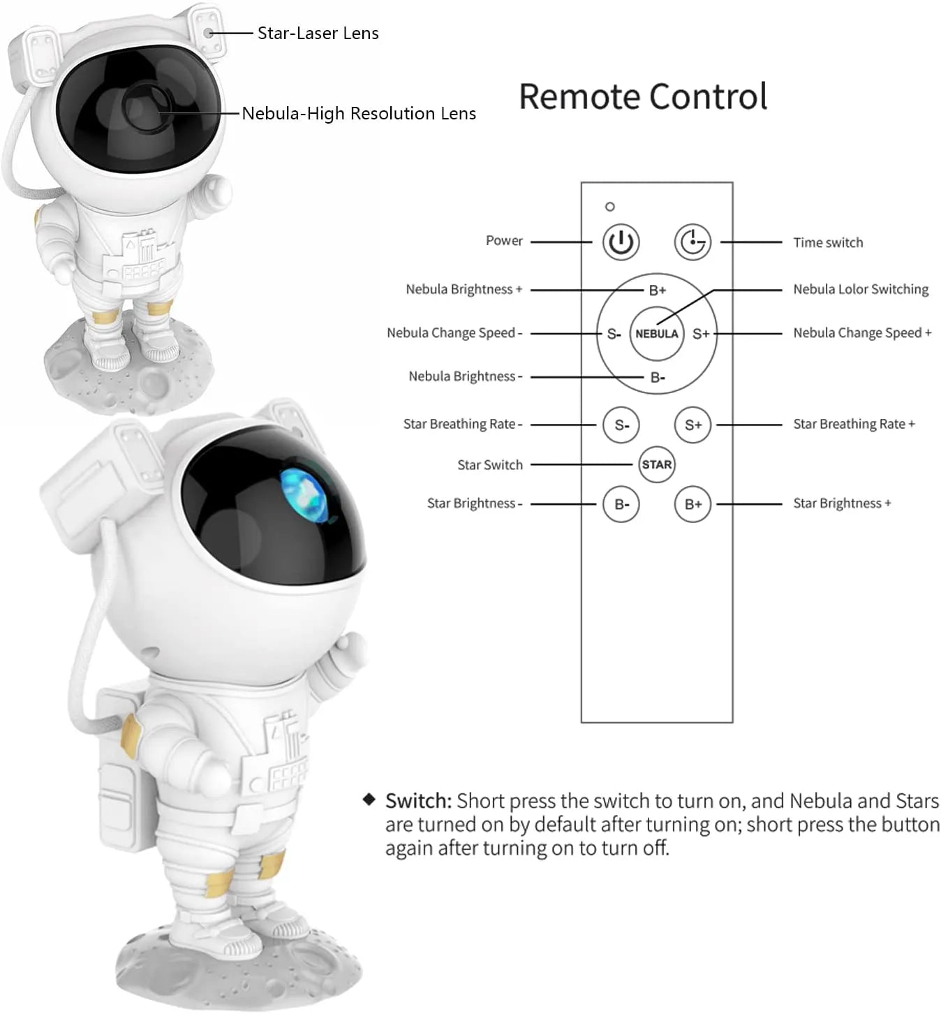 Astronaut Star Night Light Lamp Projector