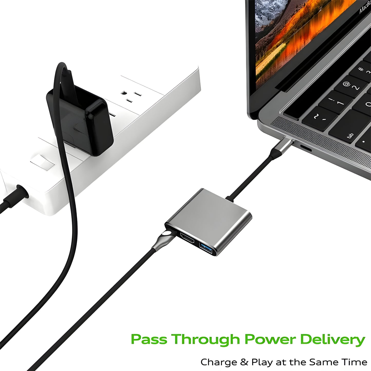 3-in-1 USB C HUB: HDMI Docking Station, Fast Charge, 4K HDMI Adapter