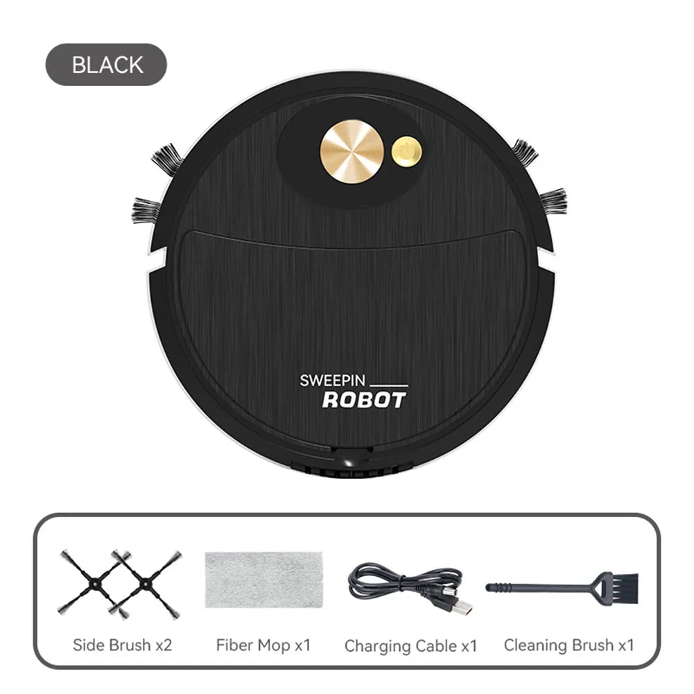 Intelligent 3-in-1 Robotic Black Vacuum Cleaner