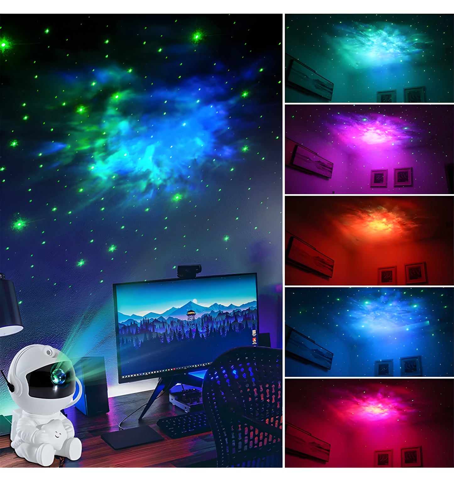 Sweet Playful Starry Astronaut Space Night Light Projector