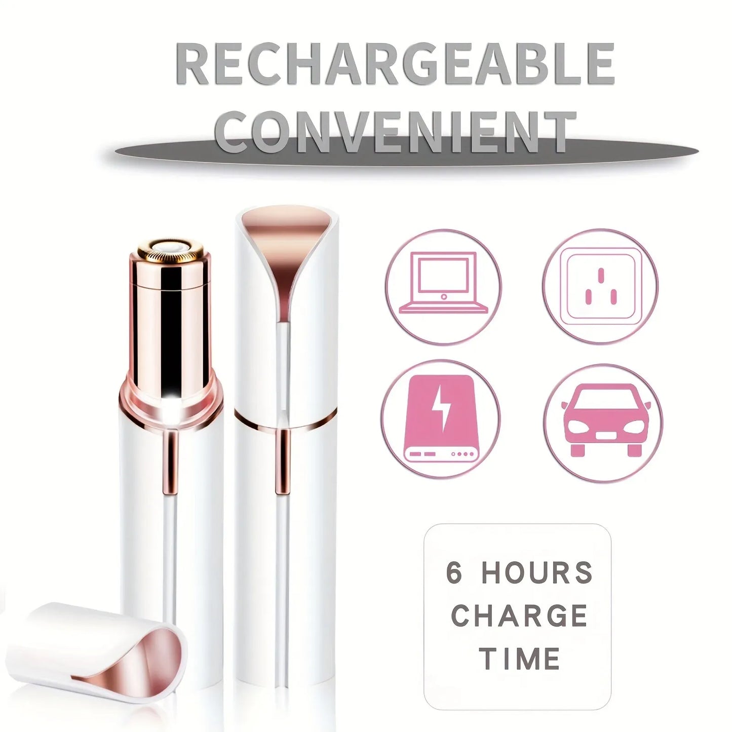 Portable White Lipstick Shaped Electric Hair Remover