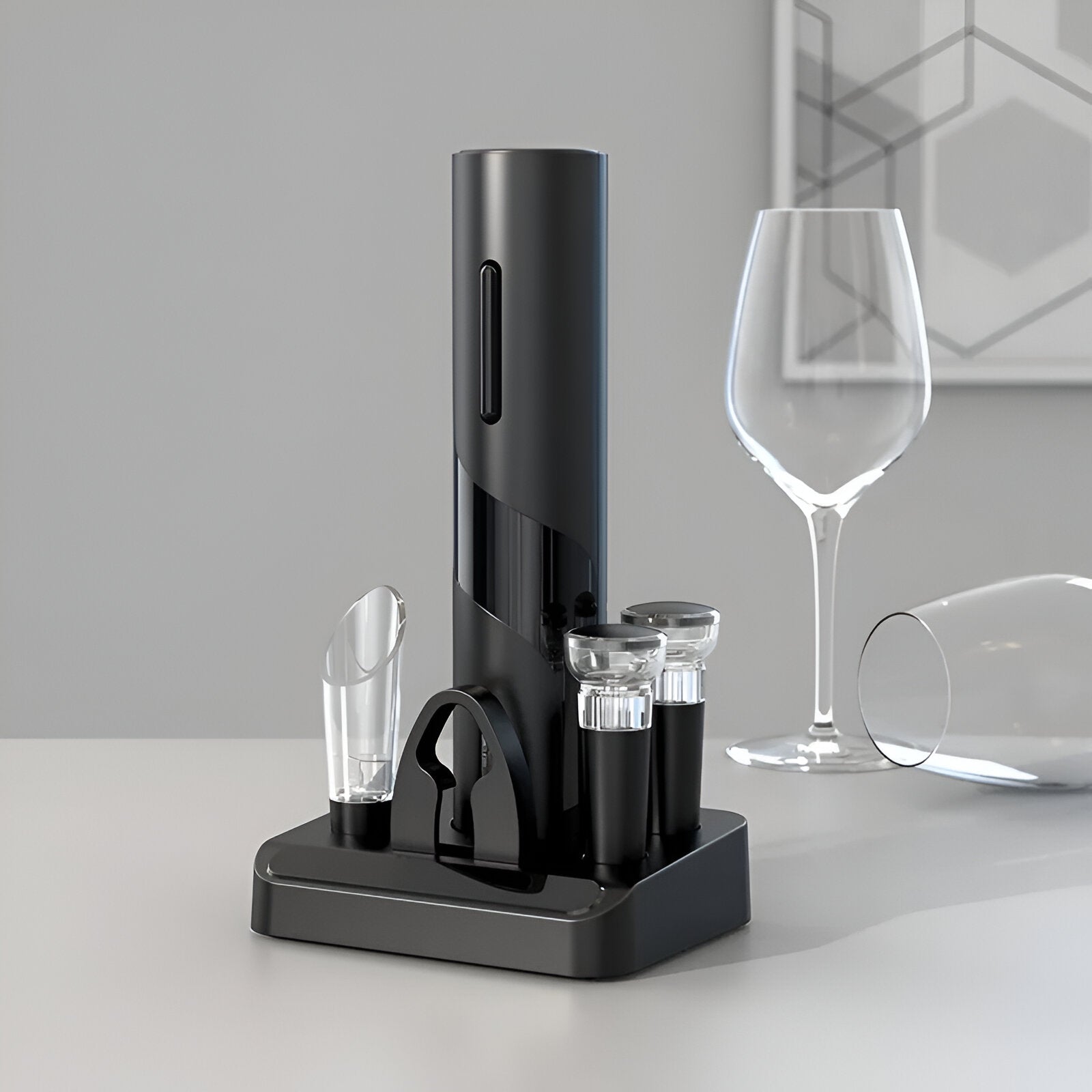 Black Electric Wine Opener Set - USB Charging