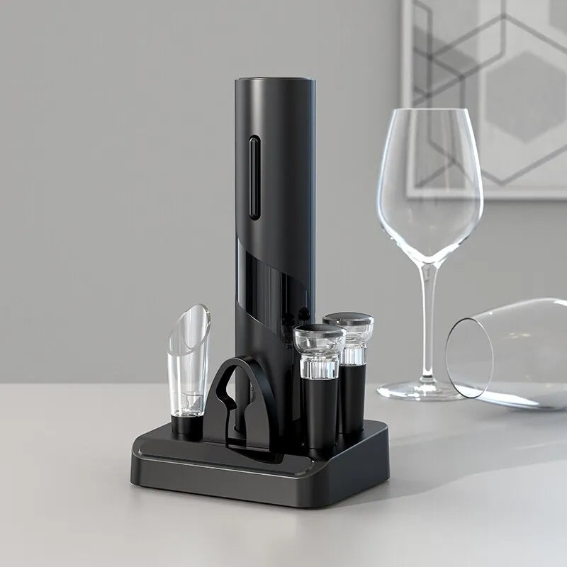 Black Electric Wine Opener Set - USB Charging