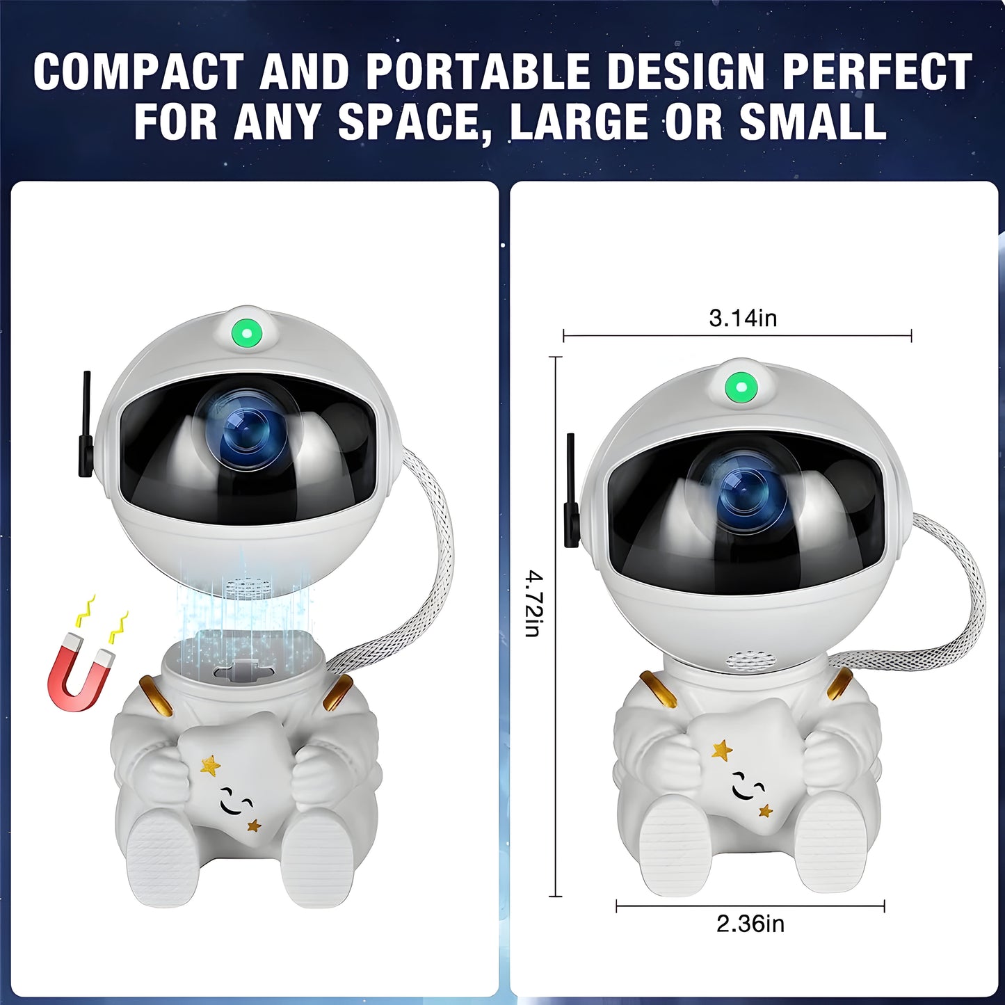 Sweet Playful Starry Astronaut Space Night Light Projector