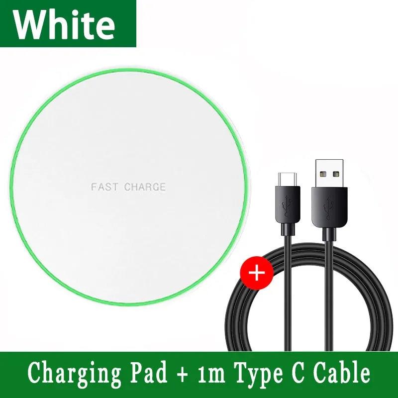 100W Fast Wireless Charger Charging White Color Pad: iPhone, Samsung, Huawei