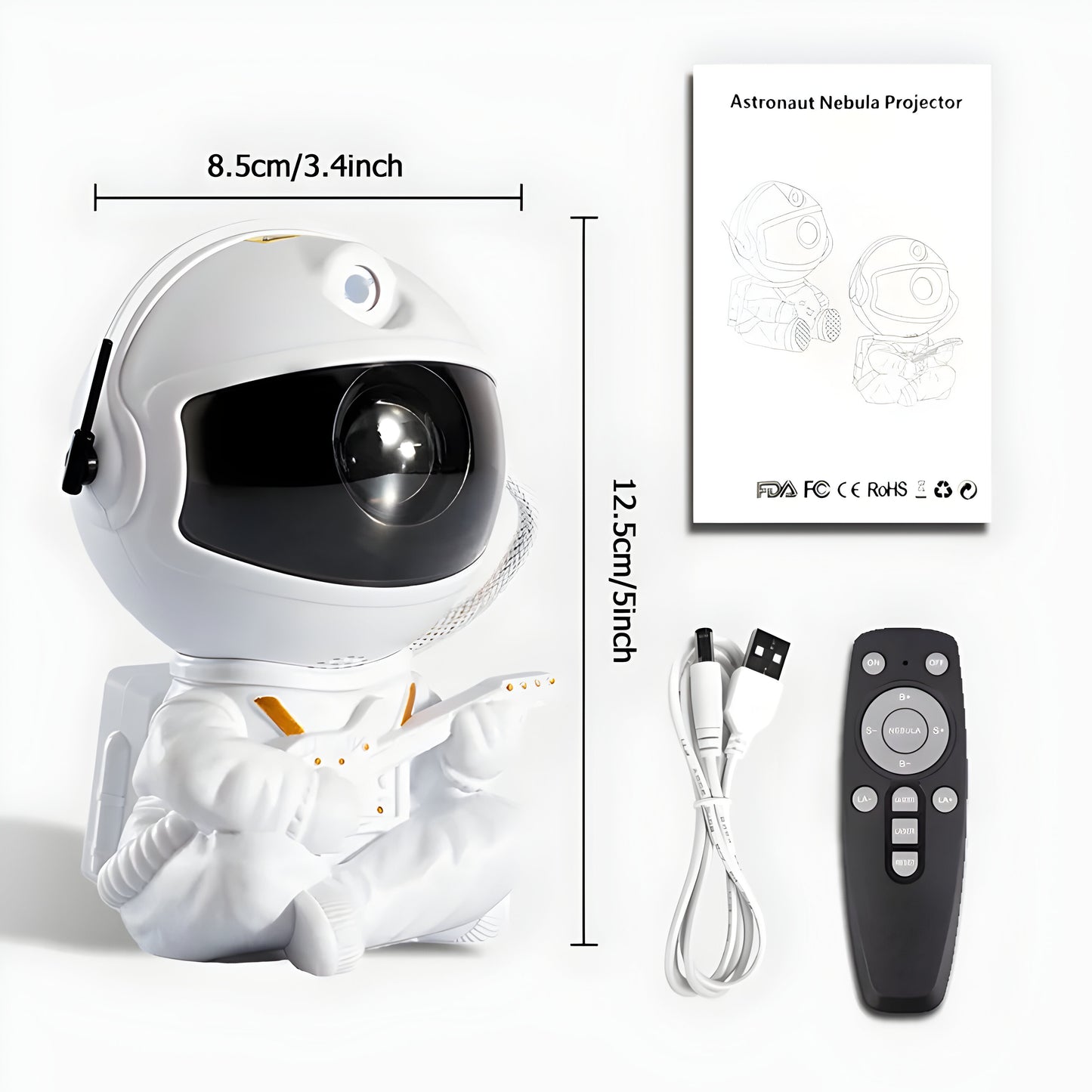 Sweet Playful Starry Astronaut Space Night Light Projector