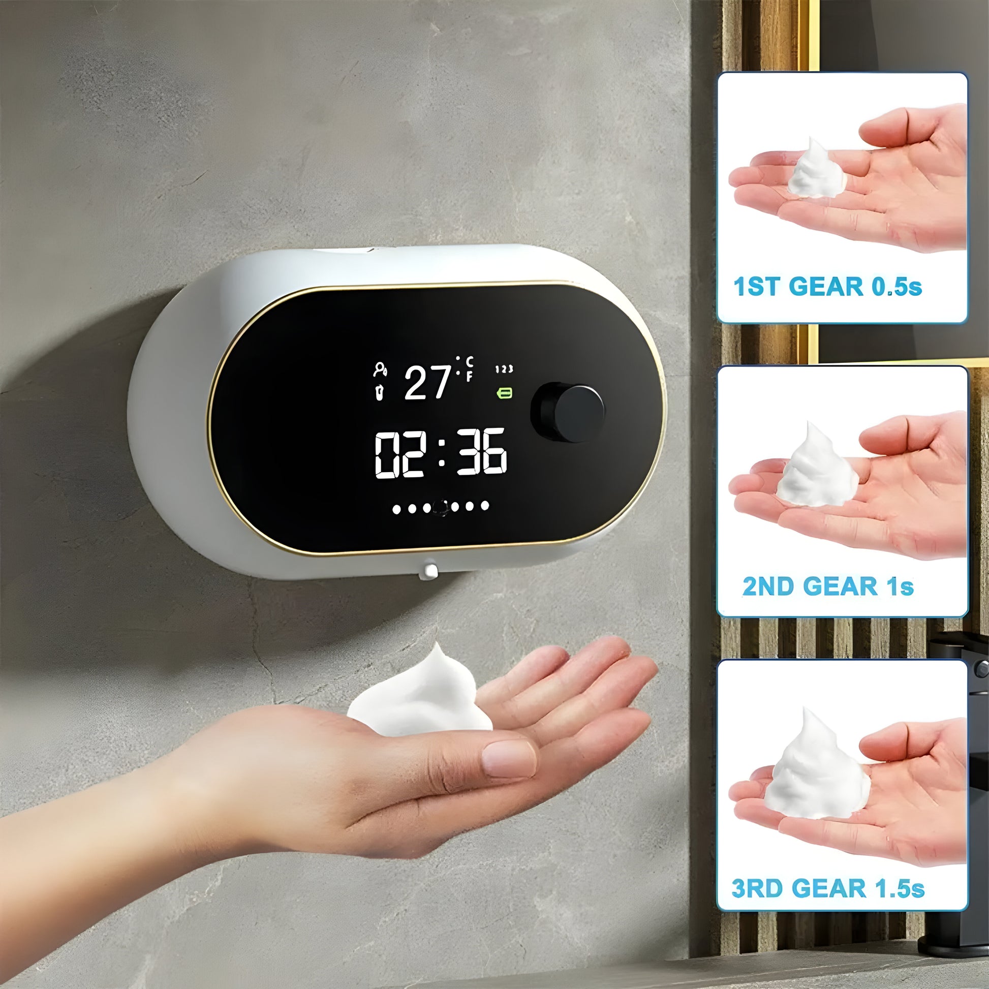 Smart Liquid Foam Soap Dispenser with Time Temperature Display